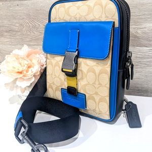 Coach Track Pack In Colorblock Signature Canvas